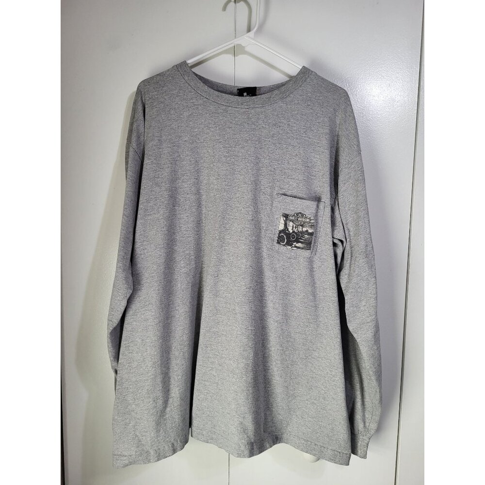 Harley Davidson Motorcycles Mens 2XL Long Sleeved Shirt Kansas City Missouri VTG